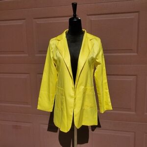 Yellow Oversized Open Front Blazer Jacket Women's Size Small NWOT